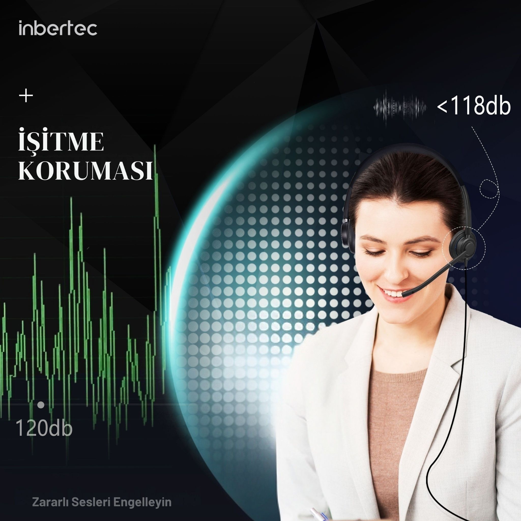 Inbertec UB815DM Duo &Ccedil;ağrı Merkezi Kulaklığı